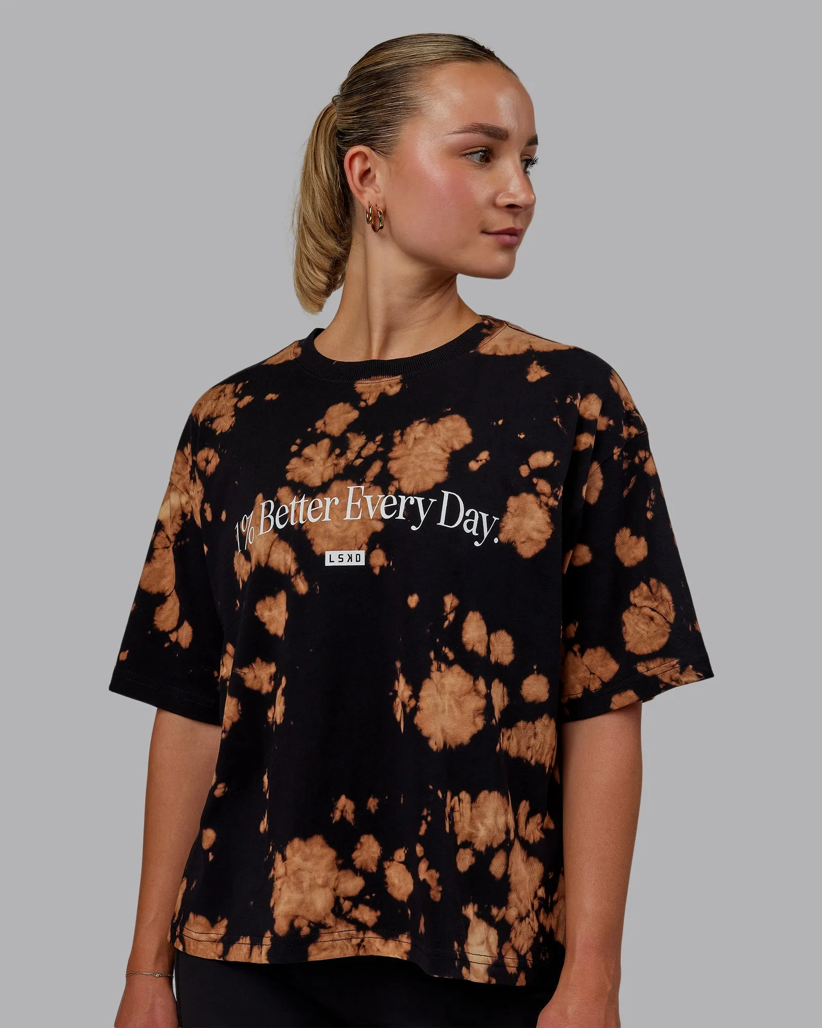 1% Better Heavyweight Cropped Tee - Black-Bleach-Tiedye
