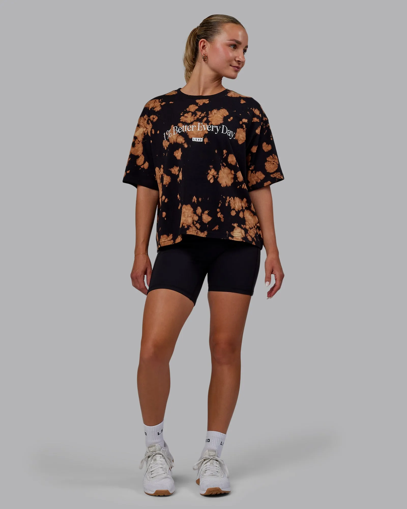 1% Better Heavyweight Cropped Tee - Black-Bleach-Tiedye