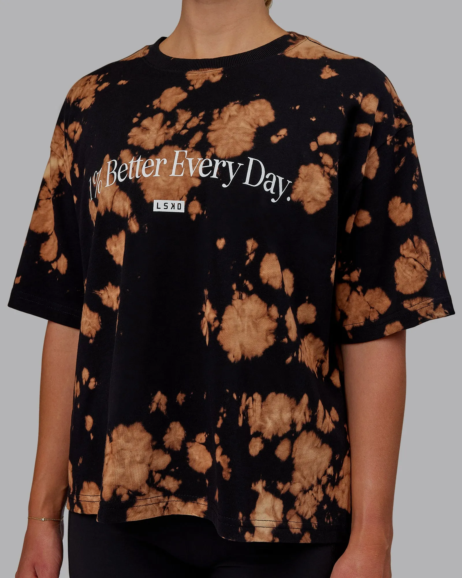 1% Better Heavyweight Cropped Tee - Black-Bleach-Tiedye