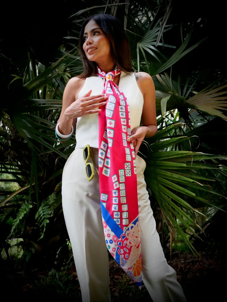 Aunty Carol's Lucky Tiles Premium Silk Scarf
