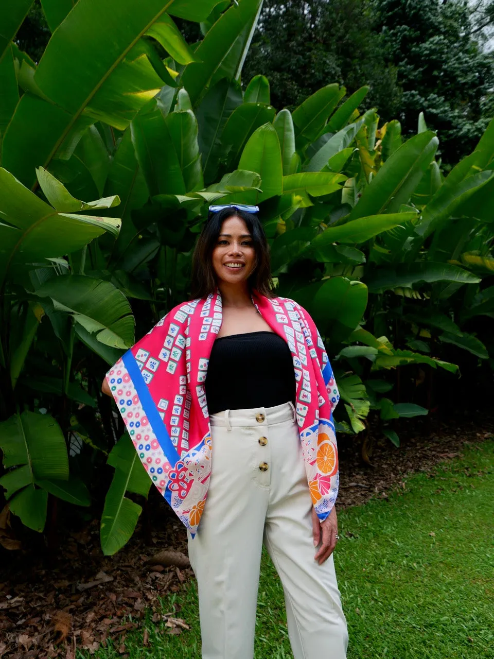 Aunty Carol's Lucky Tiles Premium Silk Scarf
