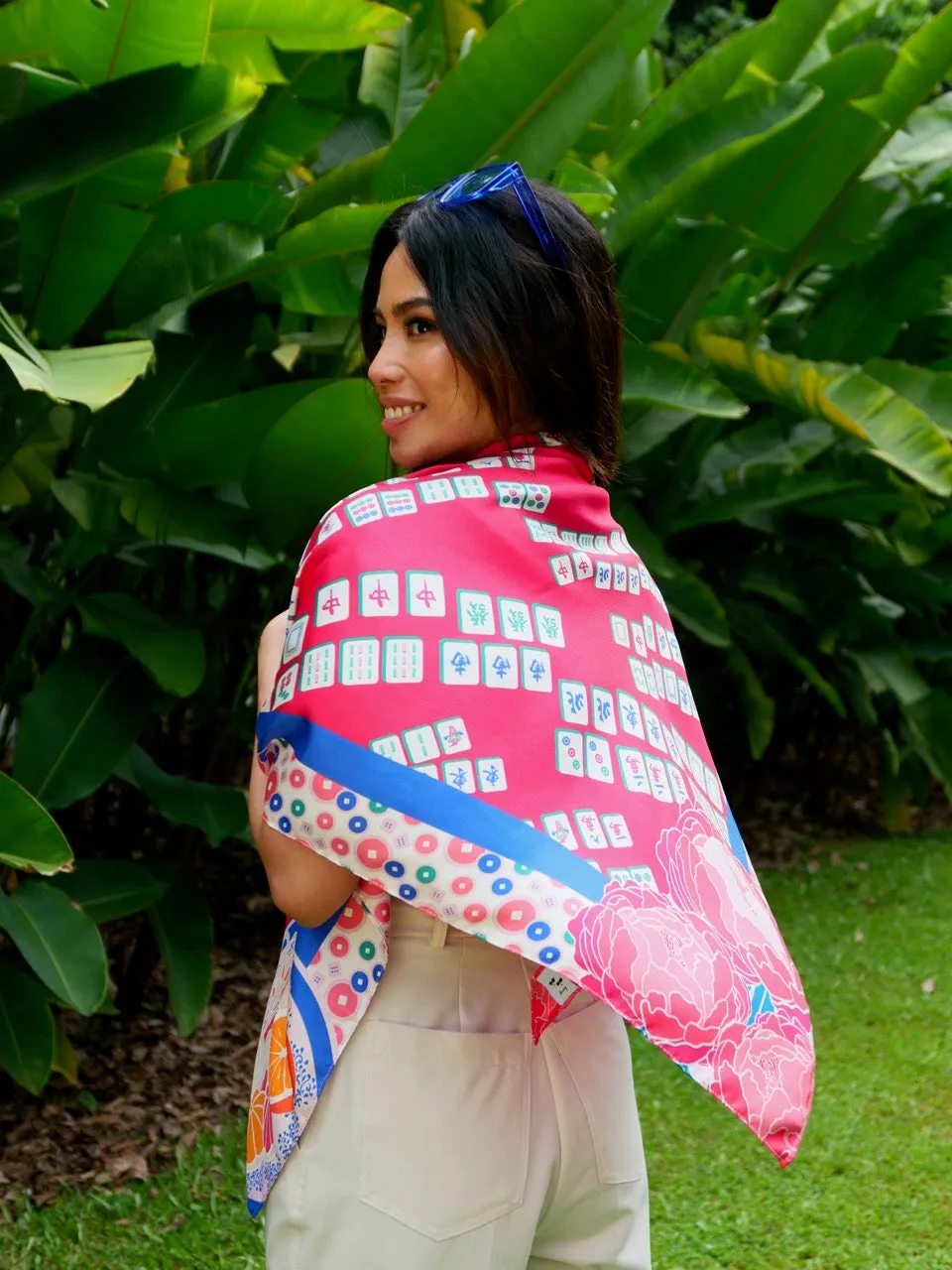 Aunty Carol's Lucky Tiles Premium Silk Scarf