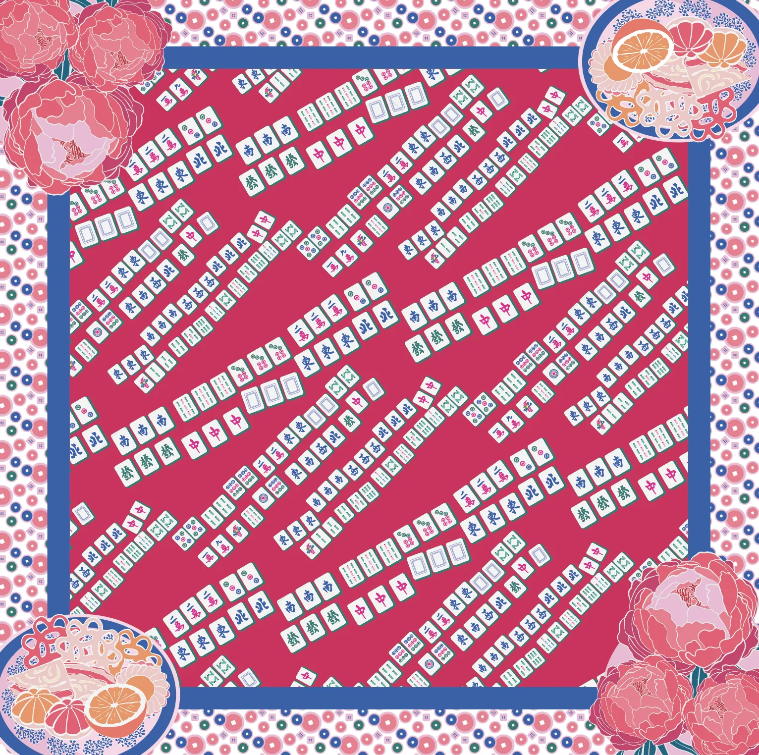 Aunty Carol's Lucky Tiles Premium Silk Scarf