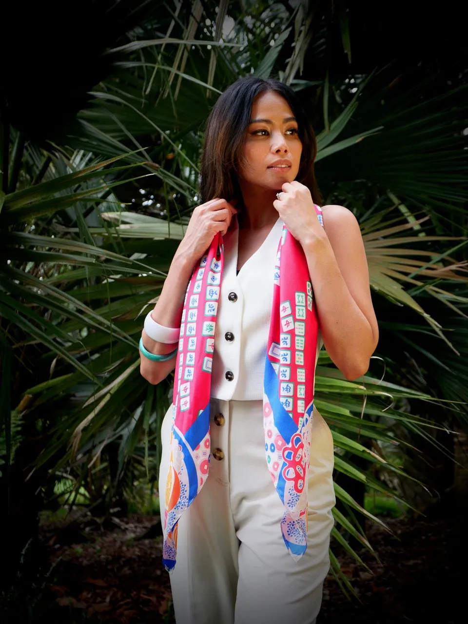Aunty Carol's Lucky Tiles Premium Silk Scarf