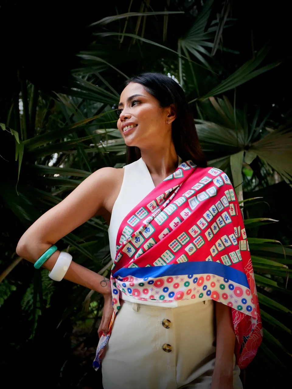 Aunty Carol's Lucky Tiles Premium Silk Scarf