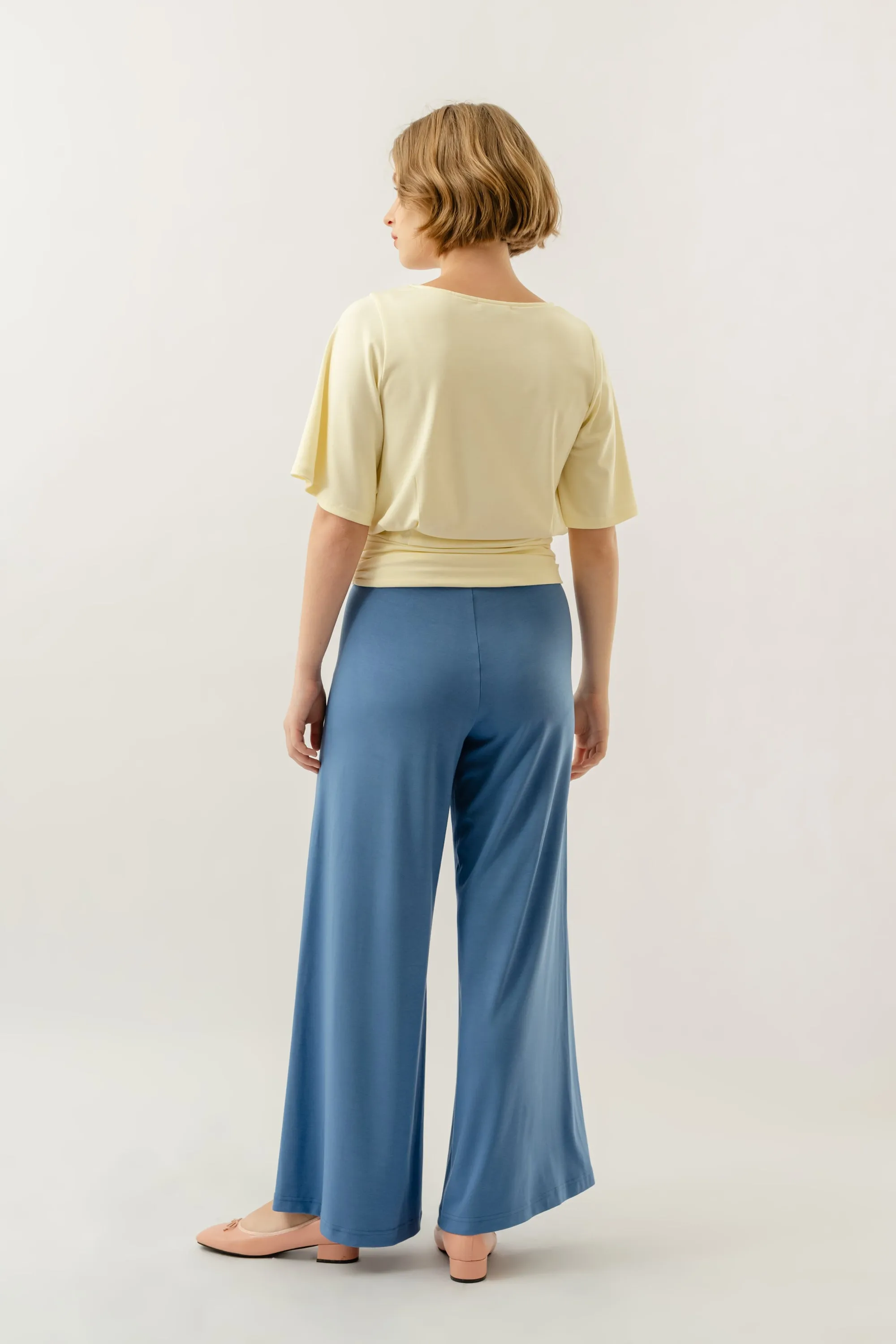 Bamboo Flutter Sleeve Top - Pale Yellow