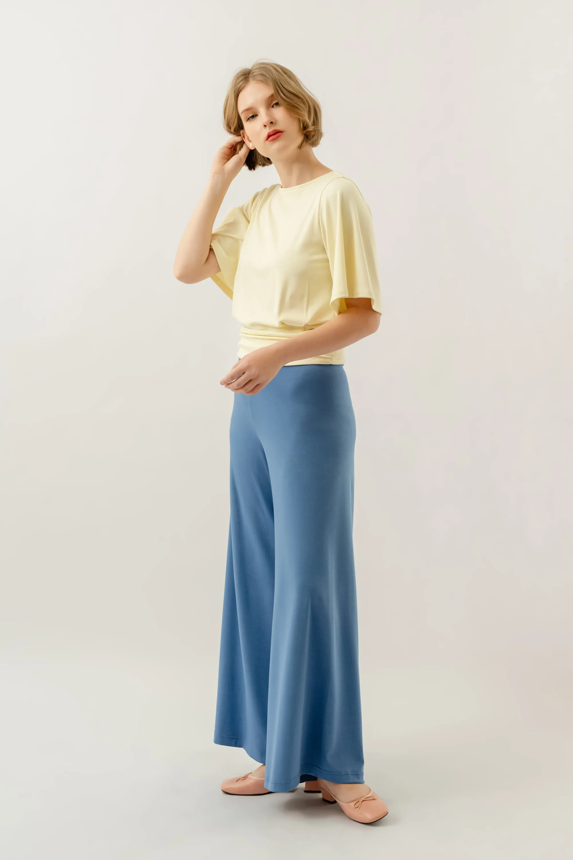 Bamboo Flutter Sleeve Top - Pale Yellow