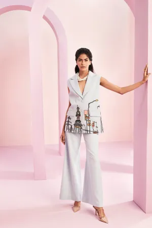 Blush Blue City Life Embellished Pant Suit
