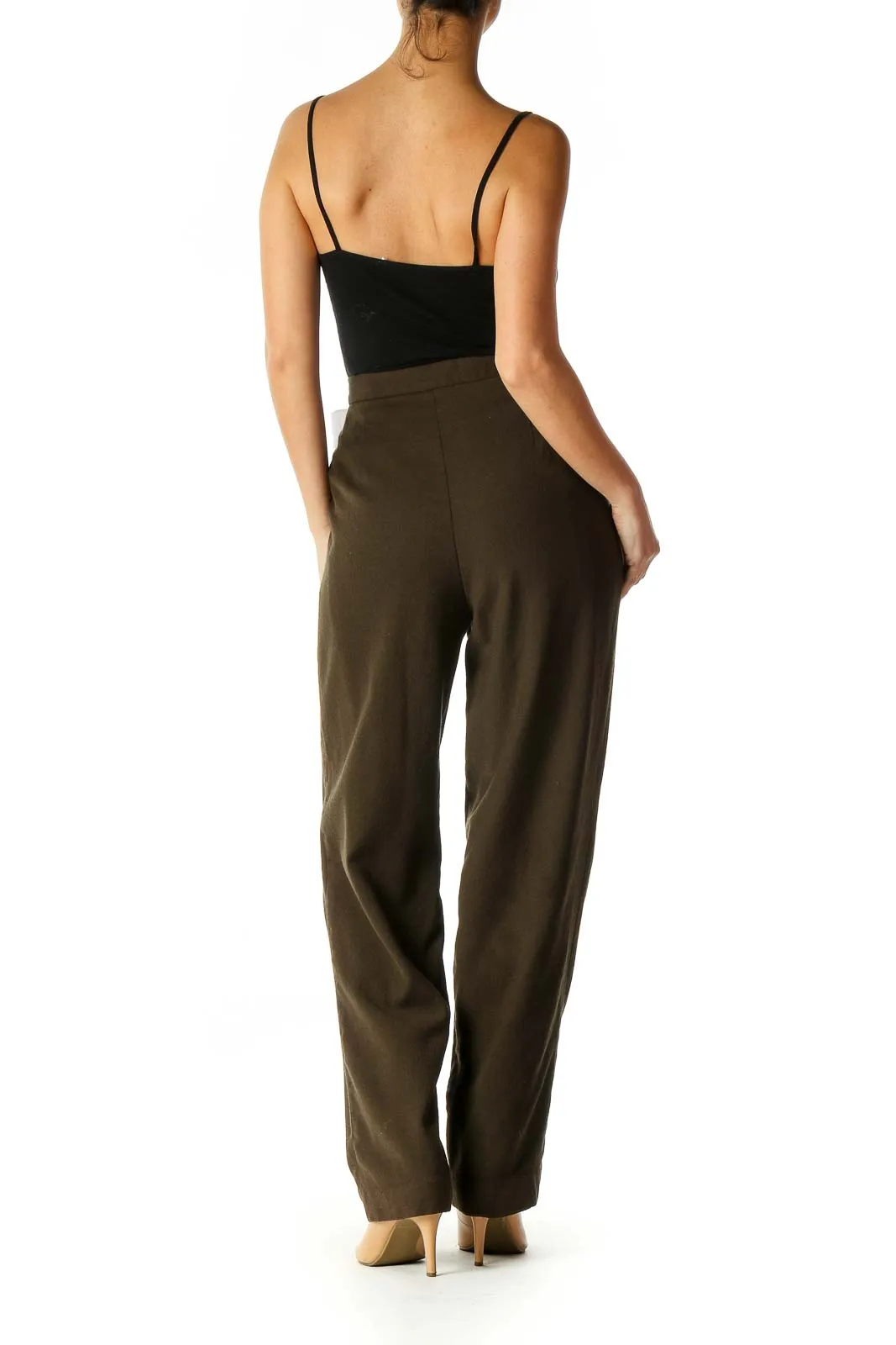 Brown Solid Classic Trousers