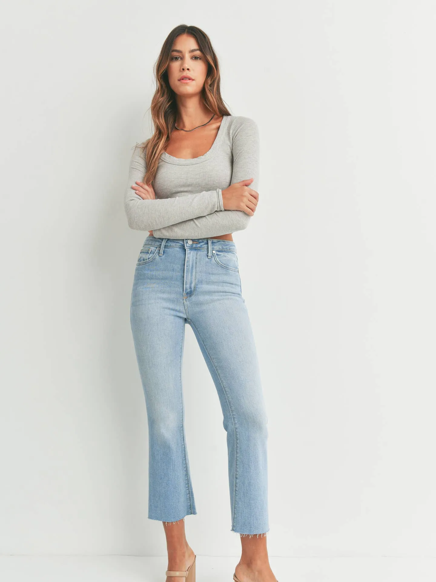 Cate Cropped Flare | Lt Denim