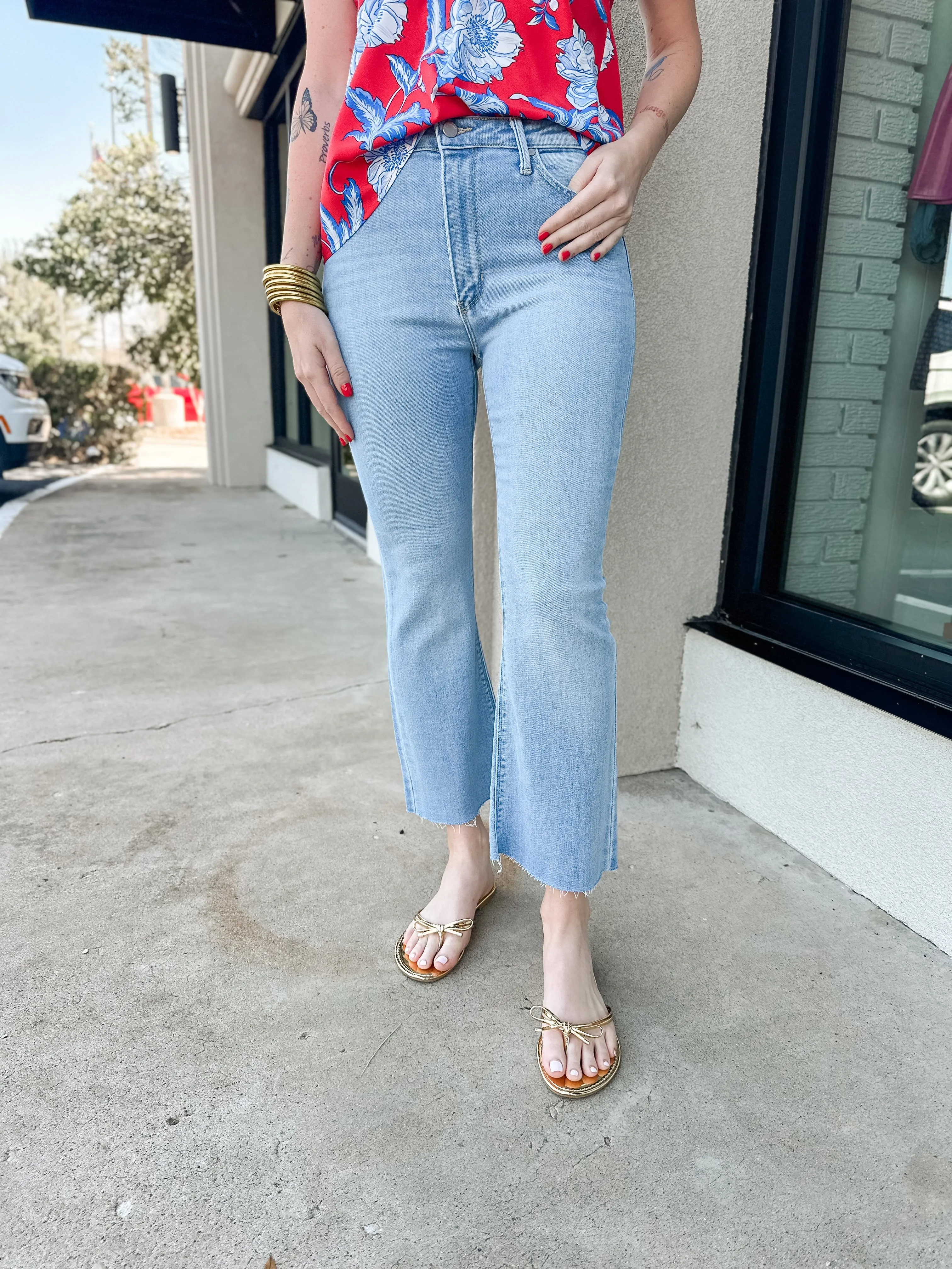 Cate Cropped Flare | Lt Denim