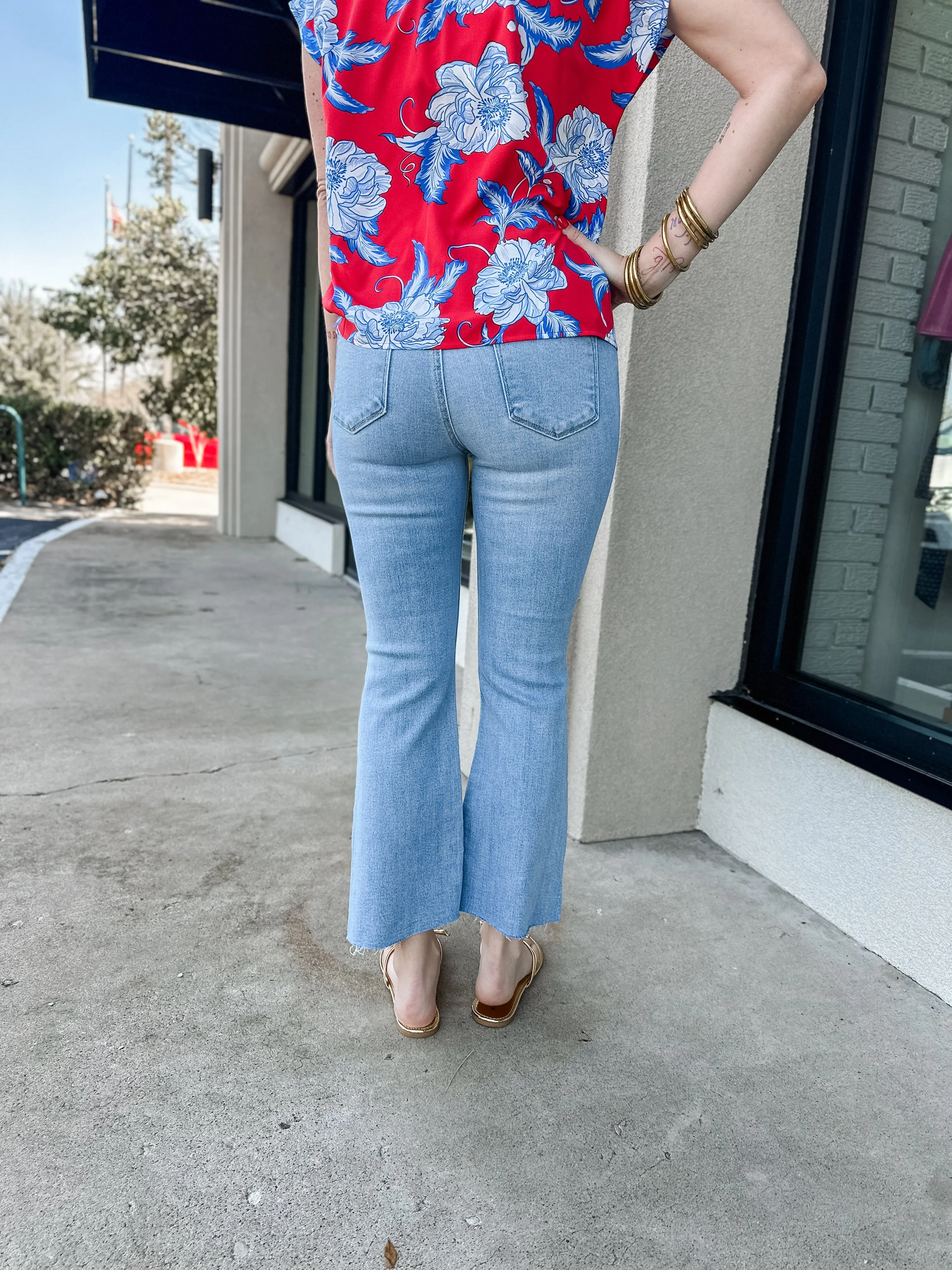 Cate Cropped Flare | Lt Denim