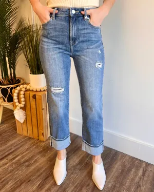 Classic And Trendy High Rise Wide Leg Straight Jeans