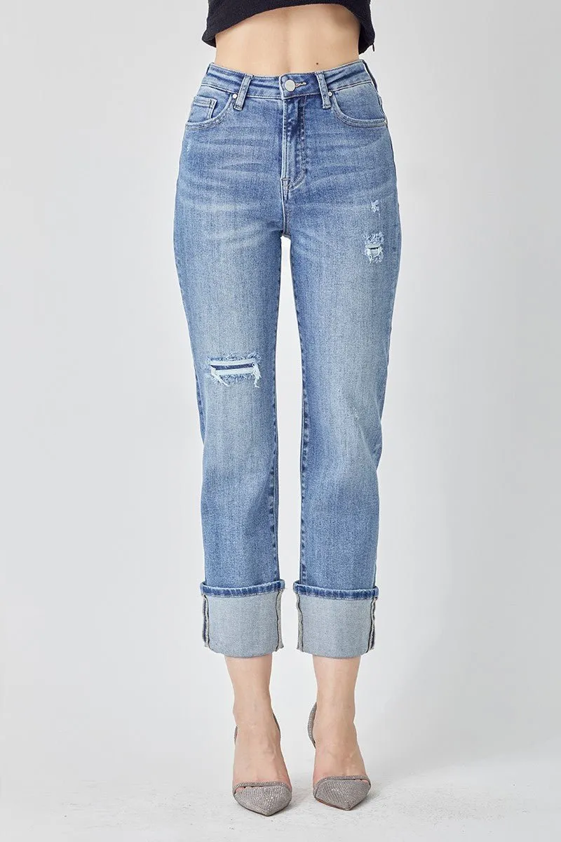 Classic And Trendy High Rise Wide Leg Straight Jeans