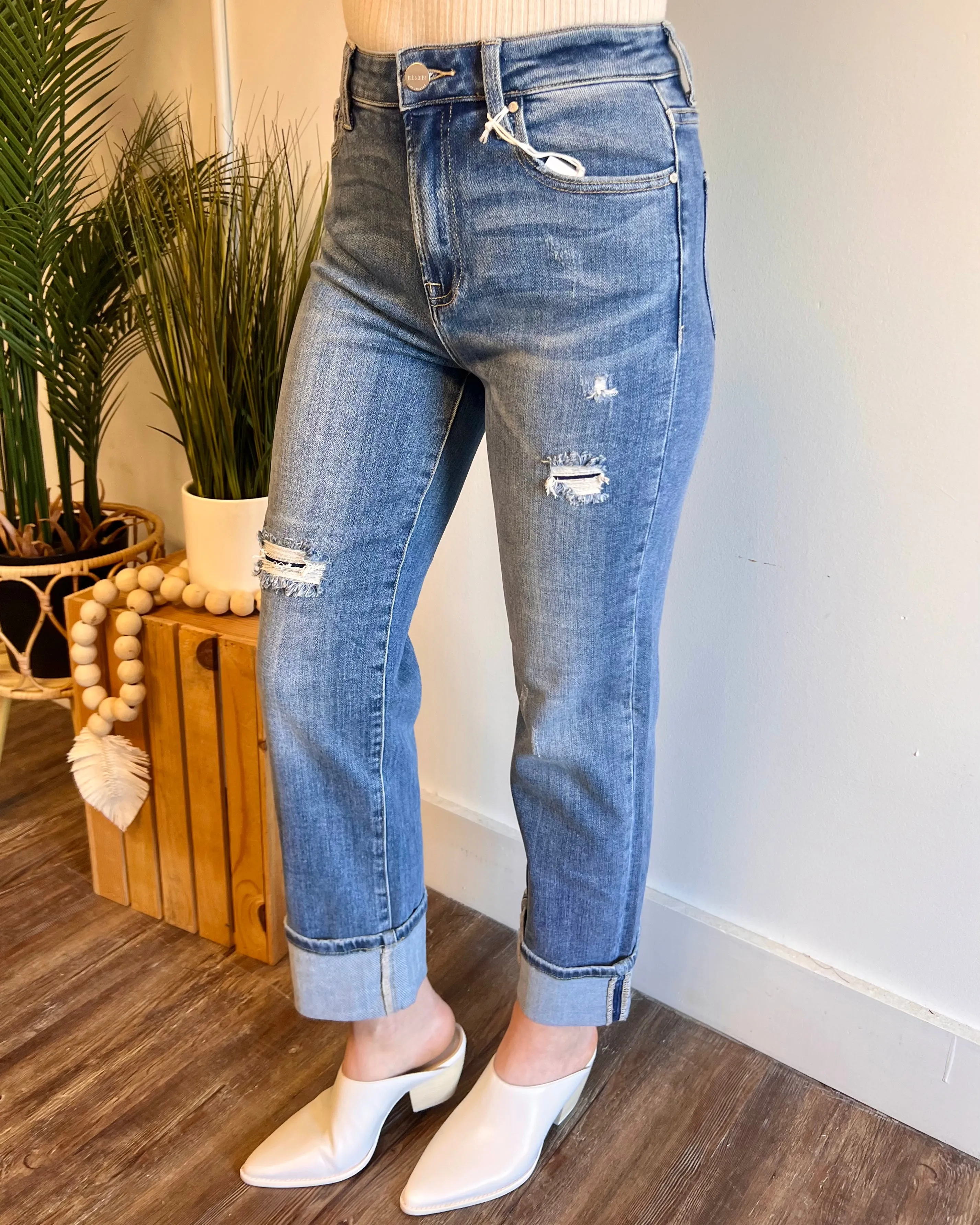 Classic And Trendy High Rise Wide Leg Straight Jeans