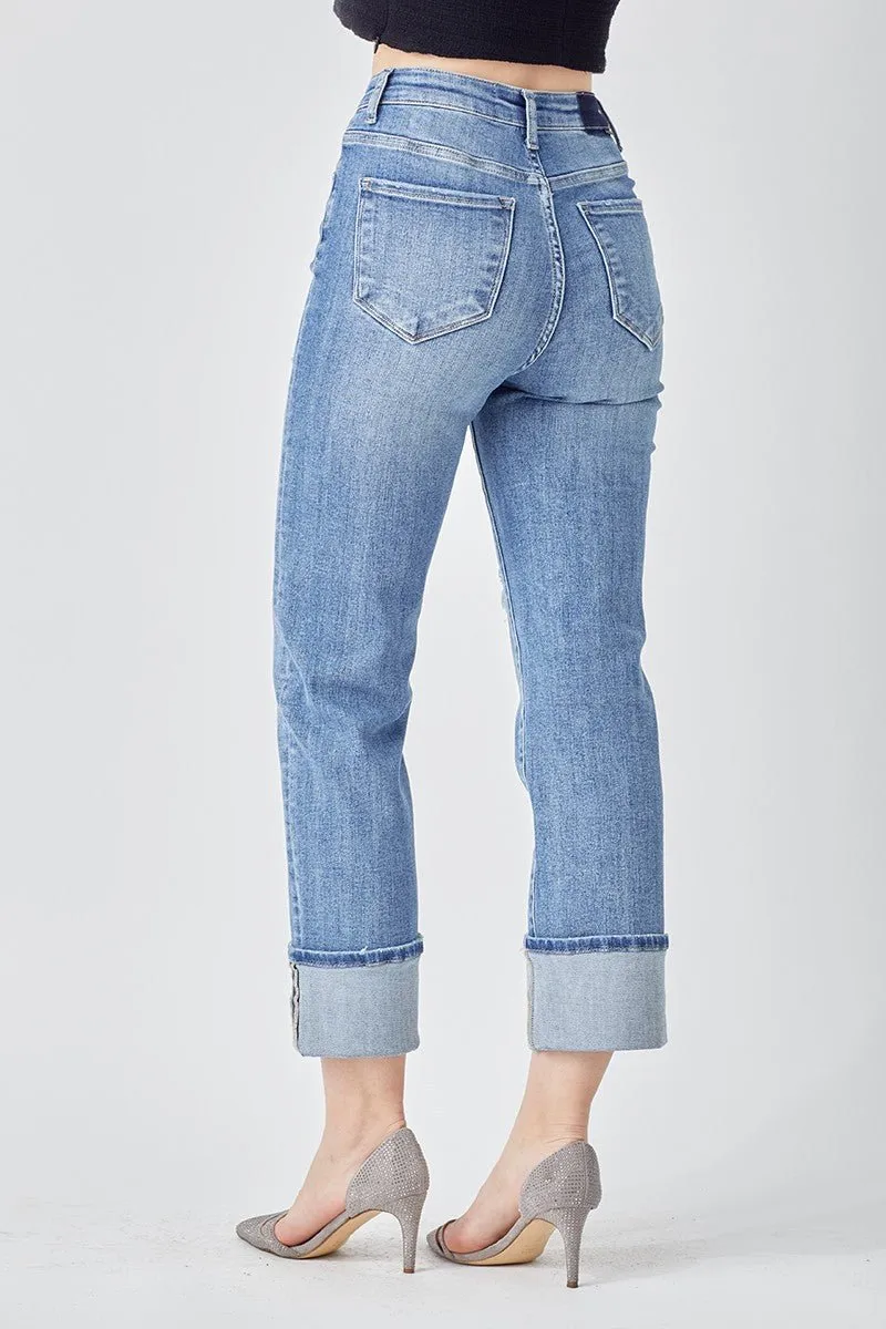 Classic And Trendy High Rise Wide Leg Straight Jeans