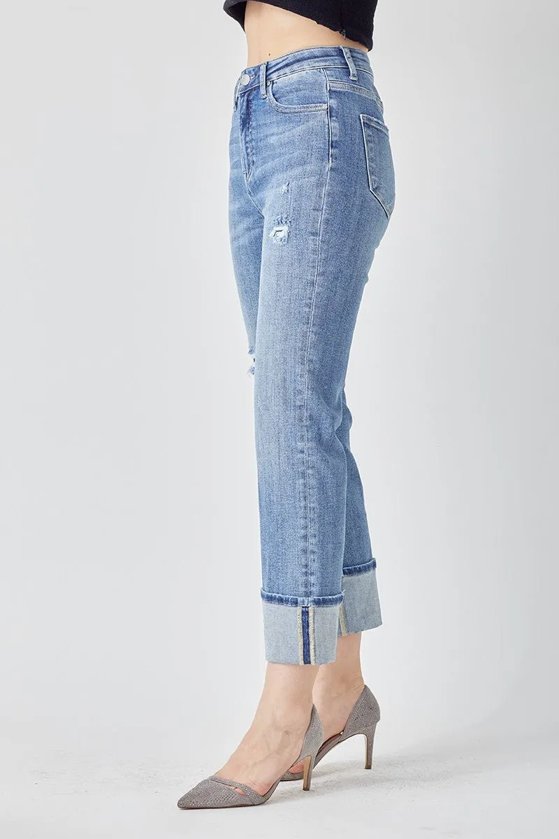 Classic And Trendy High Rise Wide Leg Straight Jeans