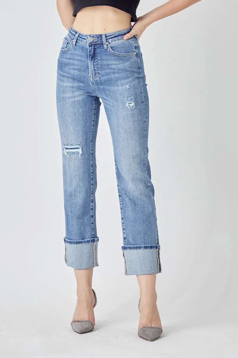 Classic And Trendy High Rise Wide Leg Straight Jeans
