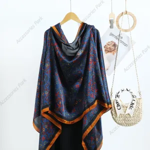 Colorful Floral Design Comfortable Satin Silk Scarves