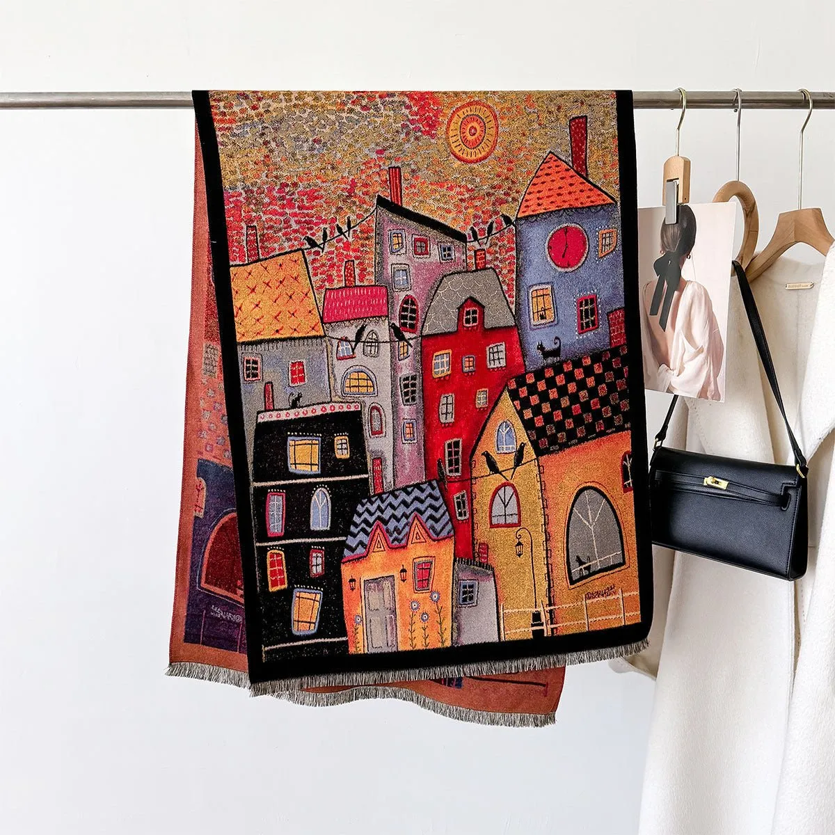 Colorful Retro Design Urban Style Women's Winter Shawl Scarf
