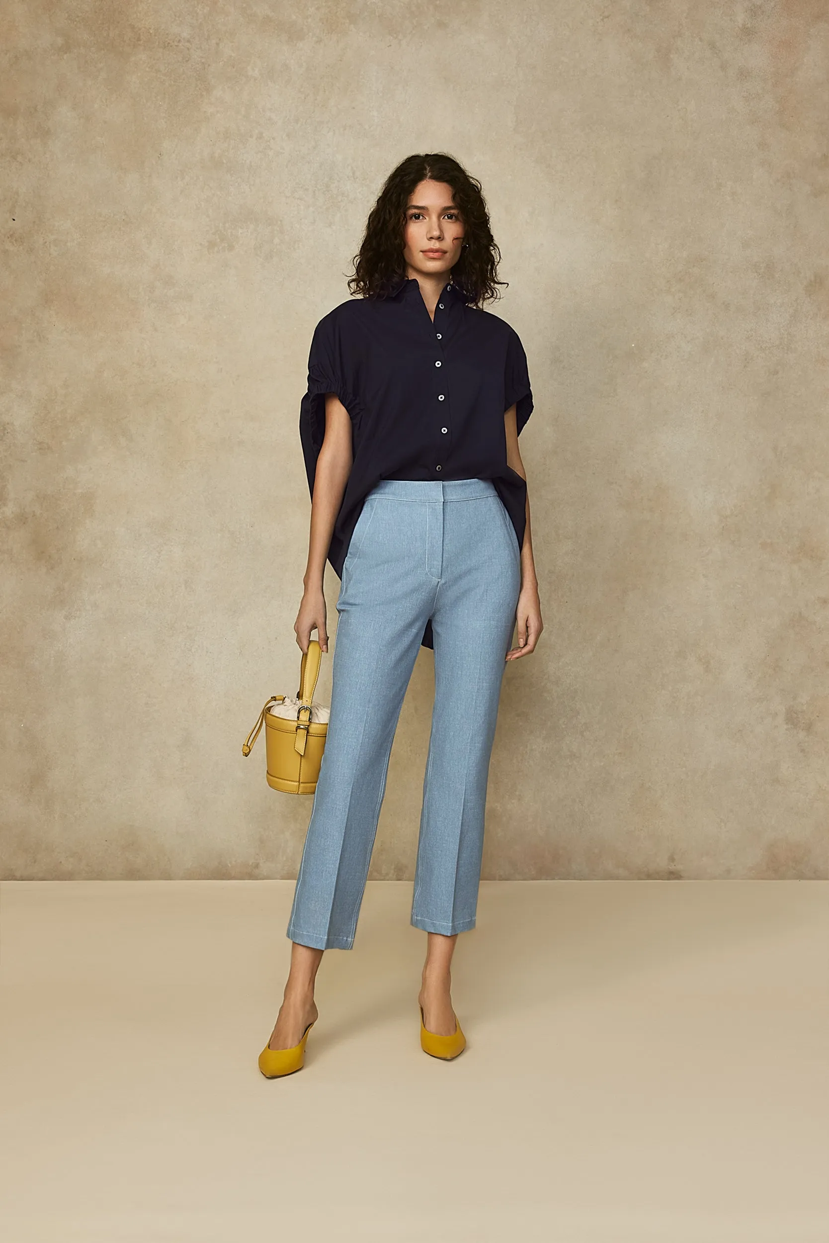 Cotton Poplin Capelet Top