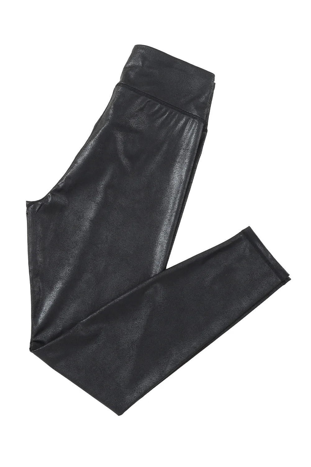 Crossed Dip Waist Sleek Leather Leggings