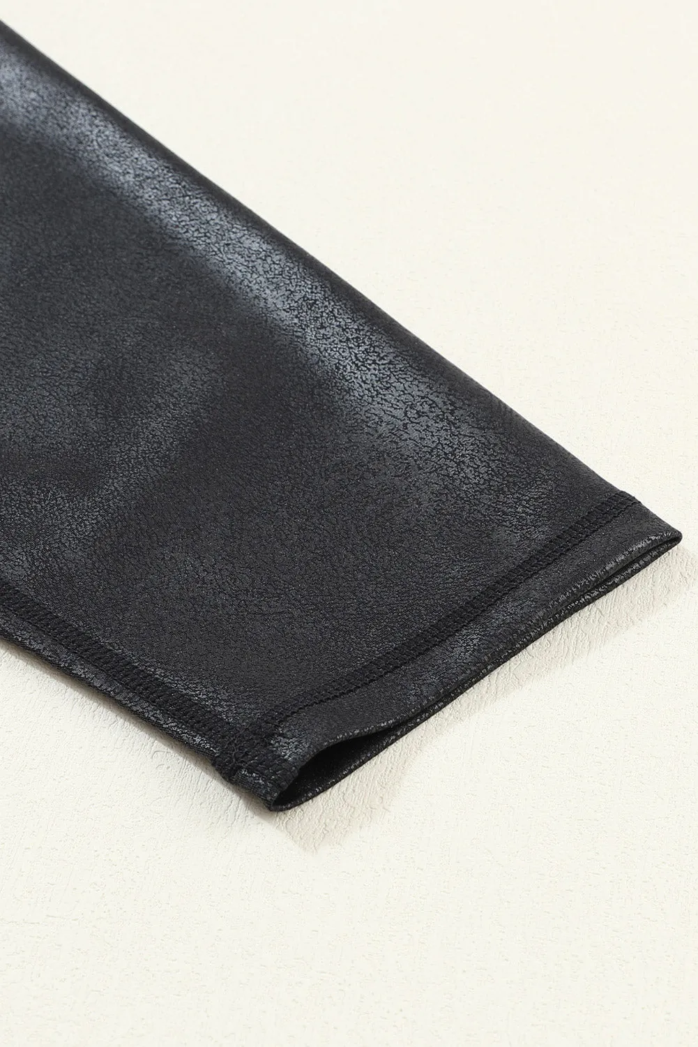 Crossed Dip Waist Sleek Leather Leggings
