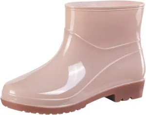 CsgrFagr Short Rain Boots for Womens Ankle Waterproof Rainboot Slip On Garden Boot Ladies Rubber Outside Work with Comfort Low Calf Rain Boots for Women (Khaki, 7.5)