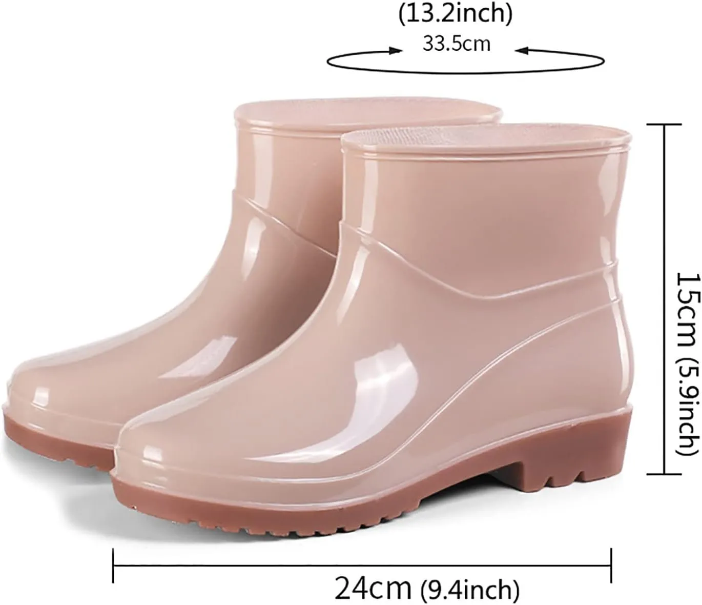 CsgrFagr Short Rain Boots for Womens Ankle Waterproof Rainboot Slip On Garden Boot Ladies Rubber Outside Work with Comfort Low Calf Rain Boots for Women (Khaki, 7.5)