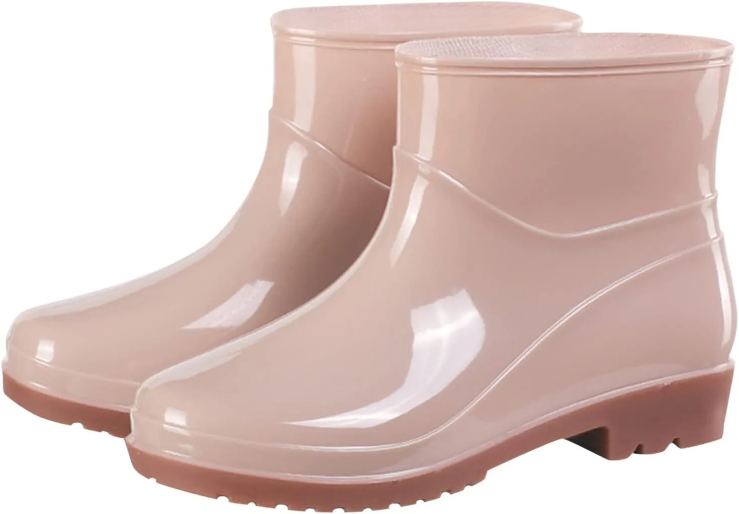CsgrFagr Short Rain Boots for Womens Ankle Waterproof Rainboot Slip On Garden Boot Ladies Rubber Outside Work with Comfort Low Calf Rain Boots for Women (Khaki, 7.5)