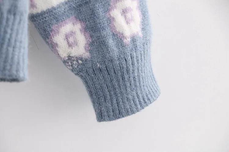 Cute Cow Cartoon Sweater Sweet Style Knitted
