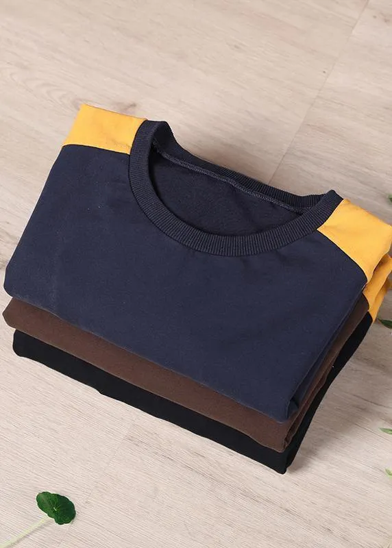 Elegant Chocolate O-Neck Sweatshirts Tracksuits