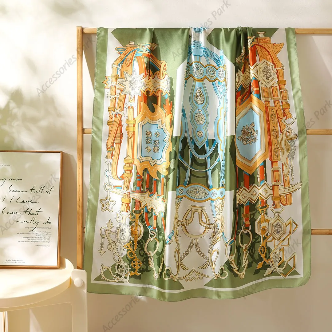 European Style Royal Design Satin Silk Scarf