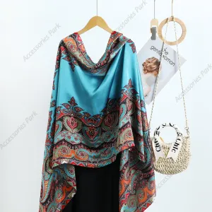 Floral Design Traditional Women's Premium Satin Silk Scarf