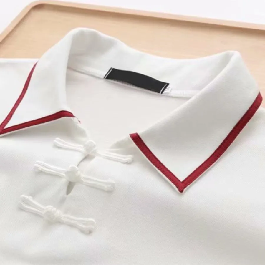 Fox Mask Embroidery Tassels Frogging Polo Dress mp006256