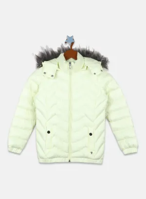 Girls Light Green Solid Jacket