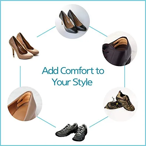 Heel Cushion Pads, Reusable Self Adhesive Inserts and Grips, Foot Protector Liners (Brown)