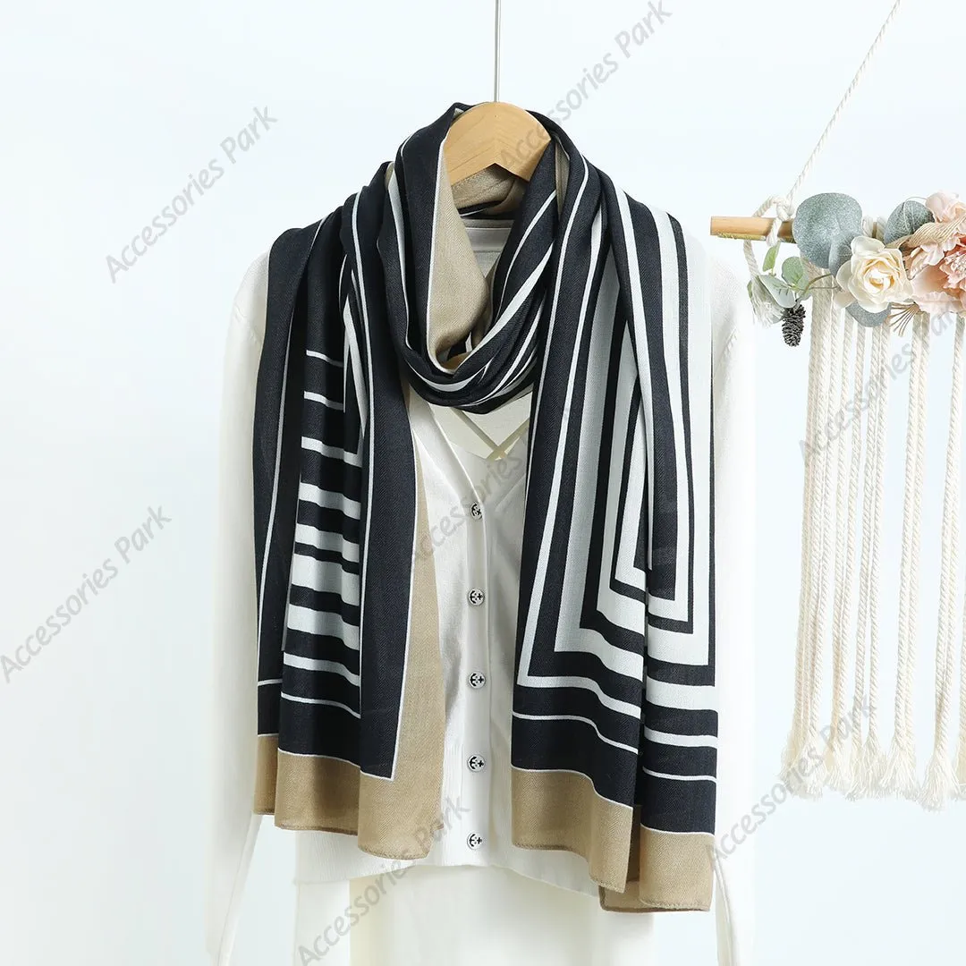 High Quality Striped Design Comfortable Viscose Scarf
