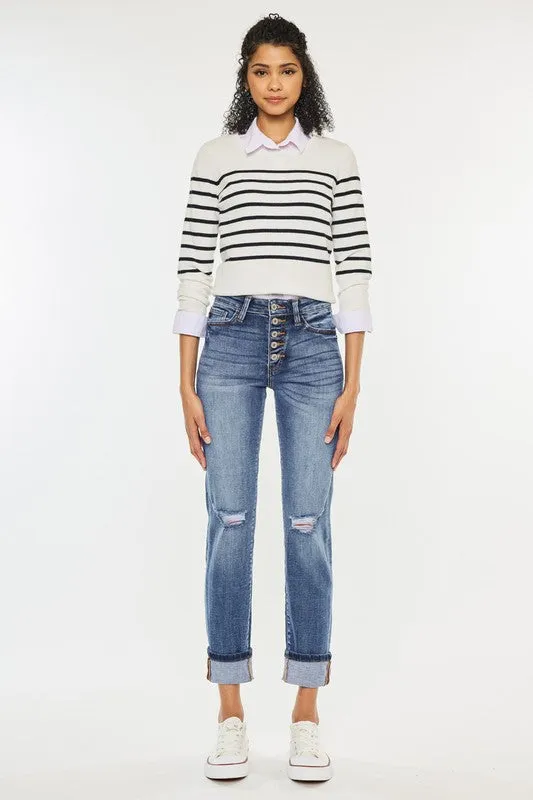 High-Rise Skinny Straight Jeans