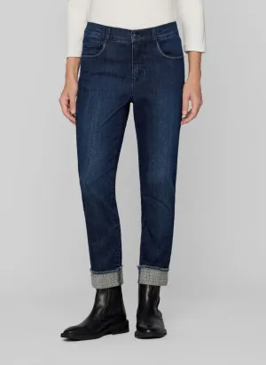 Indigo Jeans with Frayed Diamante Embellished Cuff