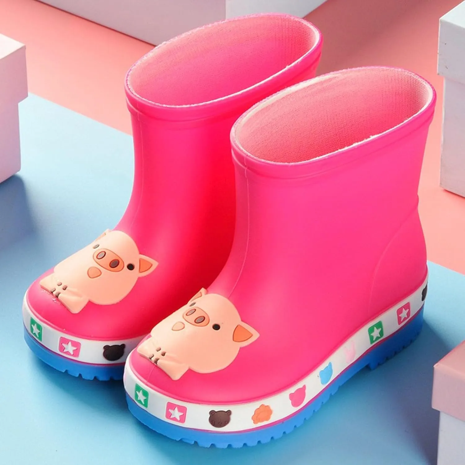 IWIHMIV Rain Boots for Boys Toddler Rain Boots Baby Rain Boots Short Rain Boots for Toddler Lightweight And Waterproof Rain Boots