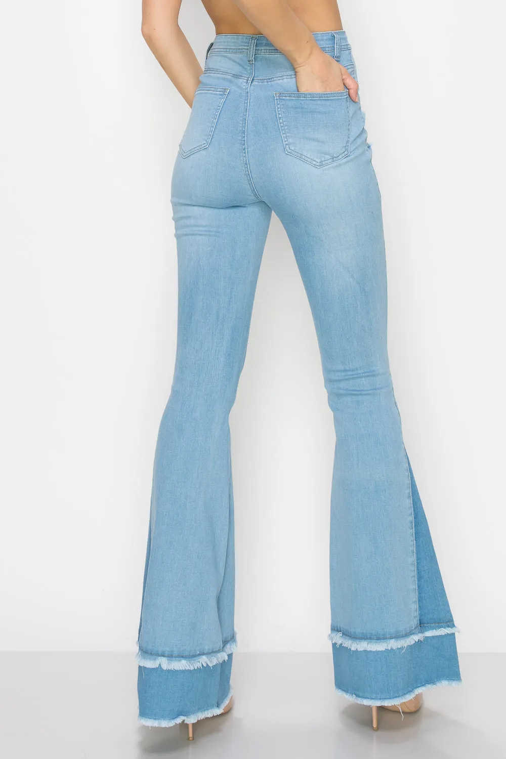 JAZZ-051 BELL BOTTOM FLARE LEG RIPPED DISTRESSED & DESTROYED JEANS