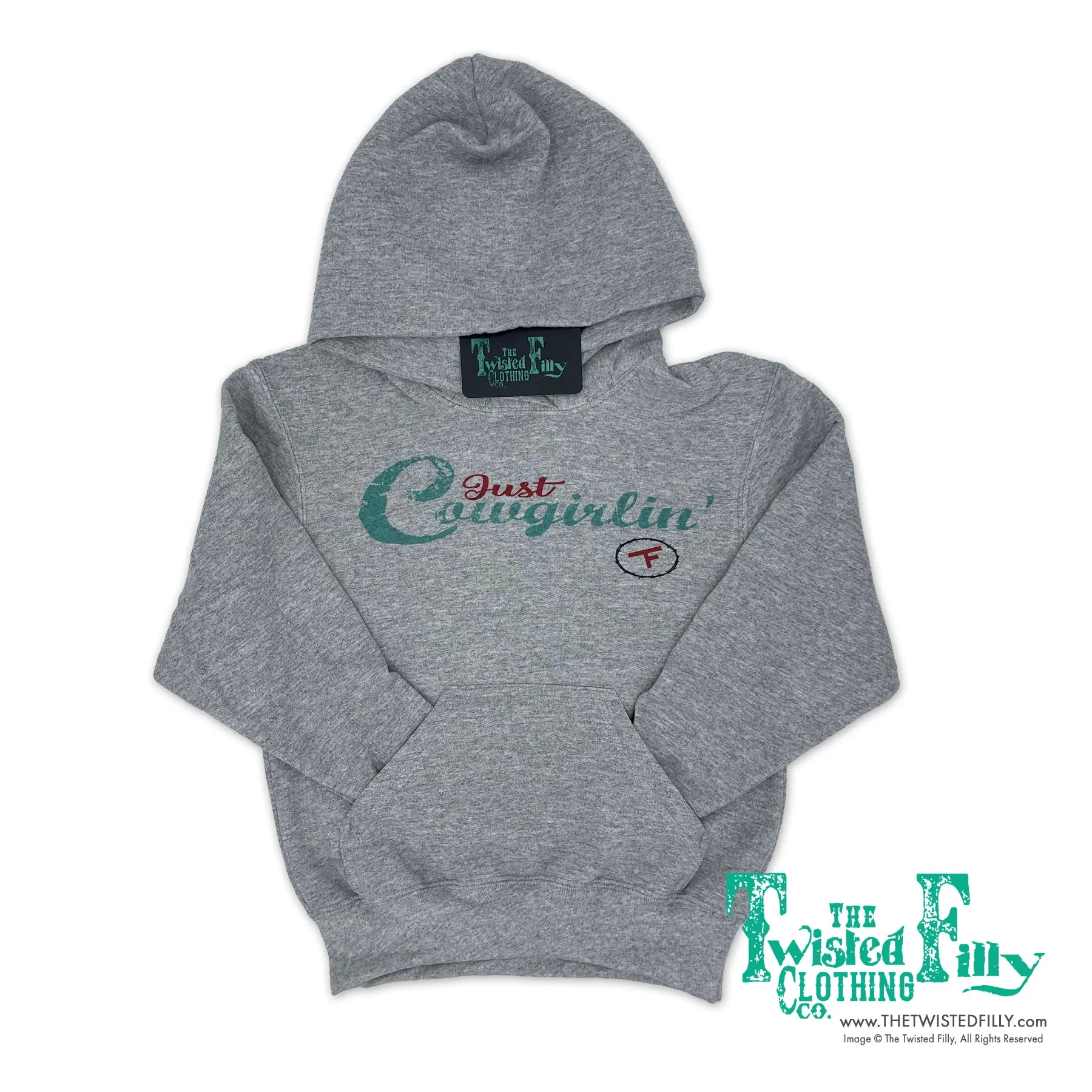 Just Cowgirlin' - Youth Hoodie - Gray