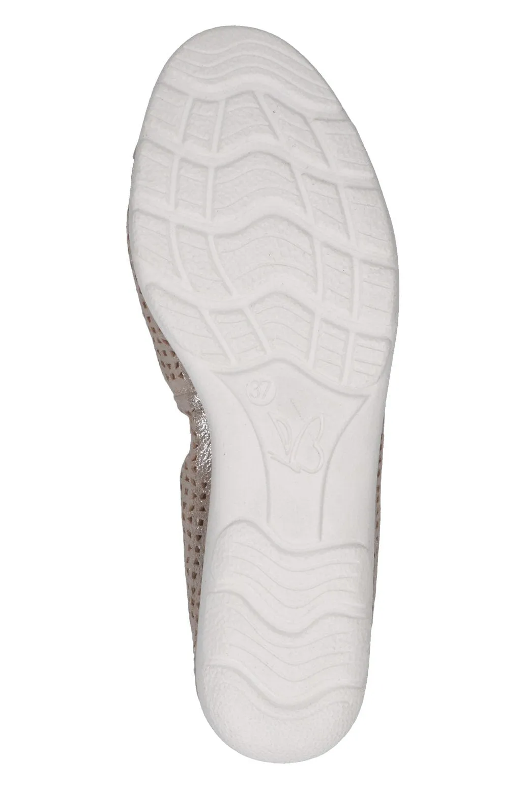 Leather Cut Out Detail Ballerina Shoes - Taupe Metallic