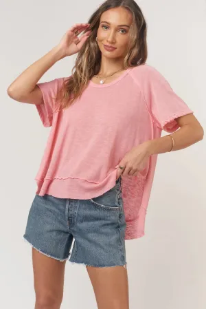 Lina Textured Scoop Neck Tee by Project Social T | Peony Pink