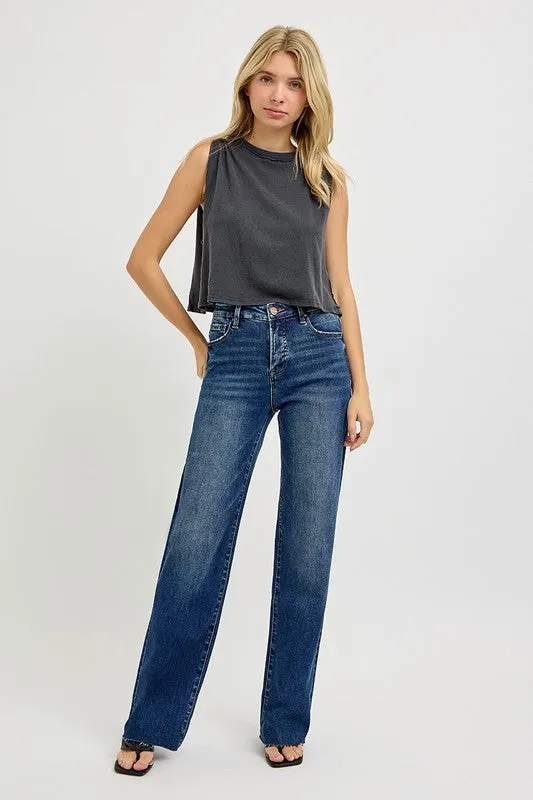 Marjorie High Rise Straight Leg Jeans Dark Wash