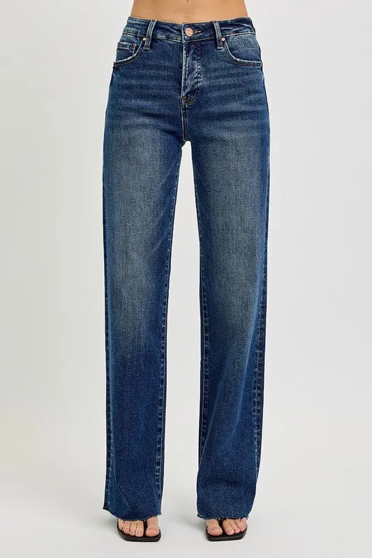 Marjorie High Rise Straight Leg Jeans Dark Wash