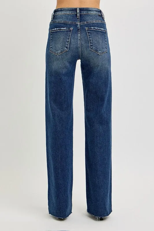 Marjorie High Rise Straight Leg Jeans Dark Wash