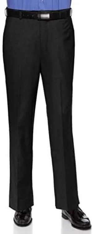 Mens Slim fit Dress Pants Flat-Front - Modern Formal Business Wrinkle Free No Iron Black 40Wx34L