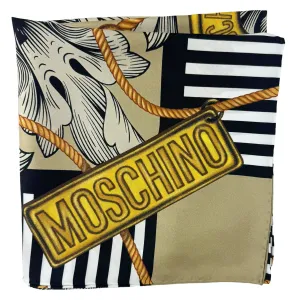 Moschino Scarf Taupe White Gold - Square Silk Foulard SALE